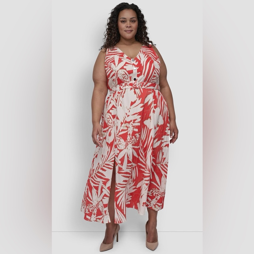 NWT DKNY Tropical Print Sleeveless Maxi Dress -20W